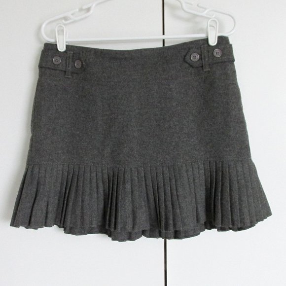 Gap Stretch Academia Grey Wool-Blend Pleated Mini Skirt No Size Tag - Picture 1 of 7